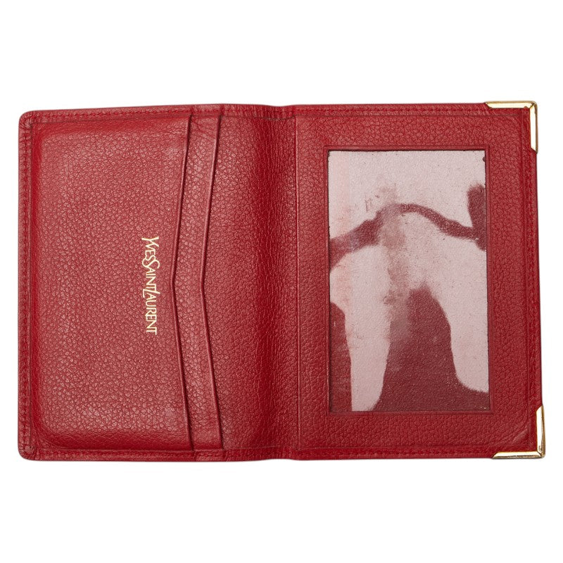 サンローラン YSLロゴ パスケース カードケース レッド ゴールド レザー レディース SAINT LAURENT 【中古】