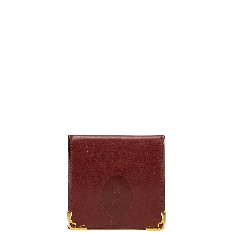 カルティエ マストライン コインケース ワインレッド ゴールド レザー レディース CARTIER 【中古】
