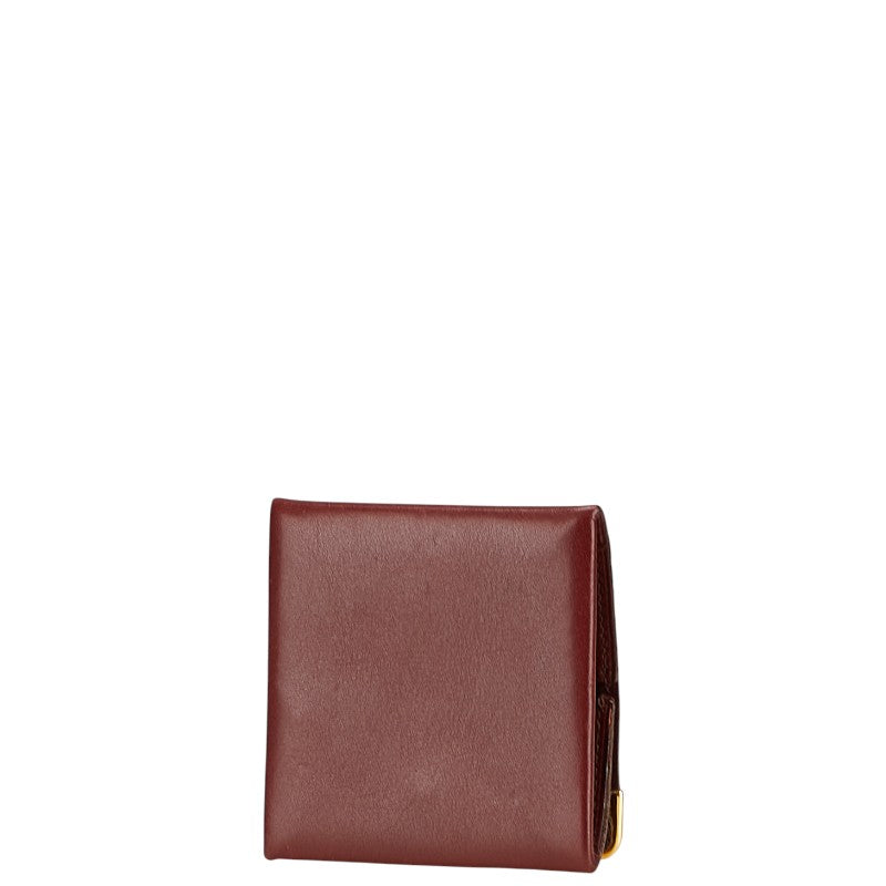 カルティエ マストライン コインケース ワインレッド ゴールド レザー レディース CARTIER 【中古】