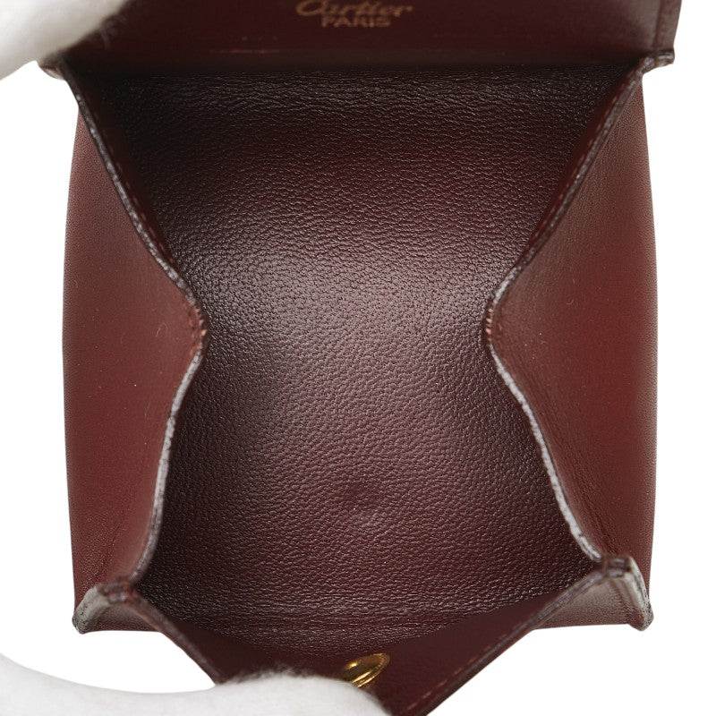 カルティエ マストライン コインケース ワインレッド ゴールド レザー レディース CARTIER 【中古】