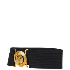 サンローラン YSLロゴ ワイドゴム ベルト ブラック ゴールド ポリエステル ゴム レディース SAINT LAURENT 【中古】