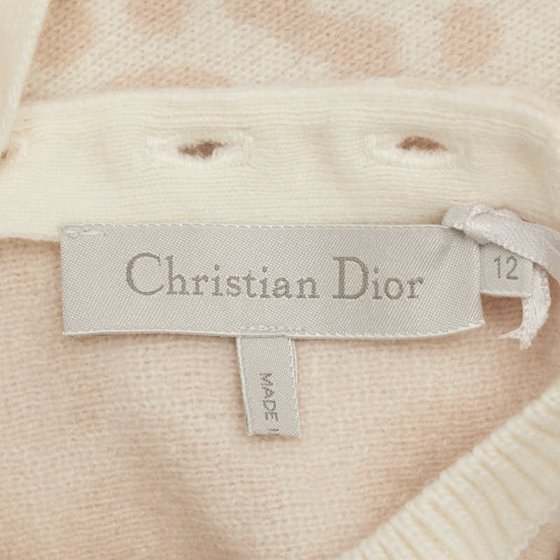 ディオール レオパード ニットワンピース サイズ:12 ピンク ベージュ ウール レディース Dior 【中古】