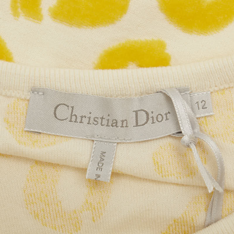 ディオール レオパード 半袖Ｔシャツ サイズ:12 イエロー ベージュ コットン レディース Dior 【中古】