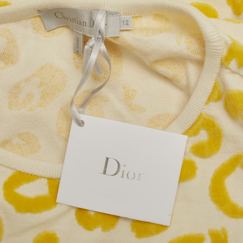 ディオール レオパード 半袖Ｔシャツ サイズ:12 イエロー ベージュ コットン レディース Dior 【中古】