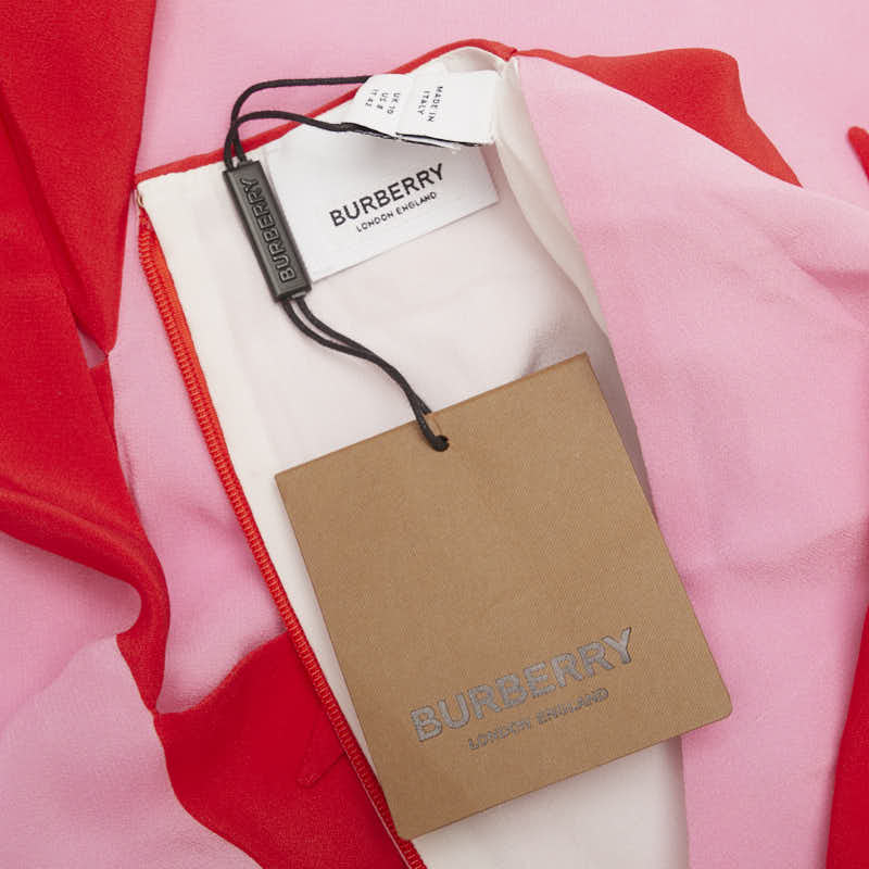 バーバリー ドレス ワンピース サイズ:10 ピンク レッド シルク レディース BURBERRY 【中古】