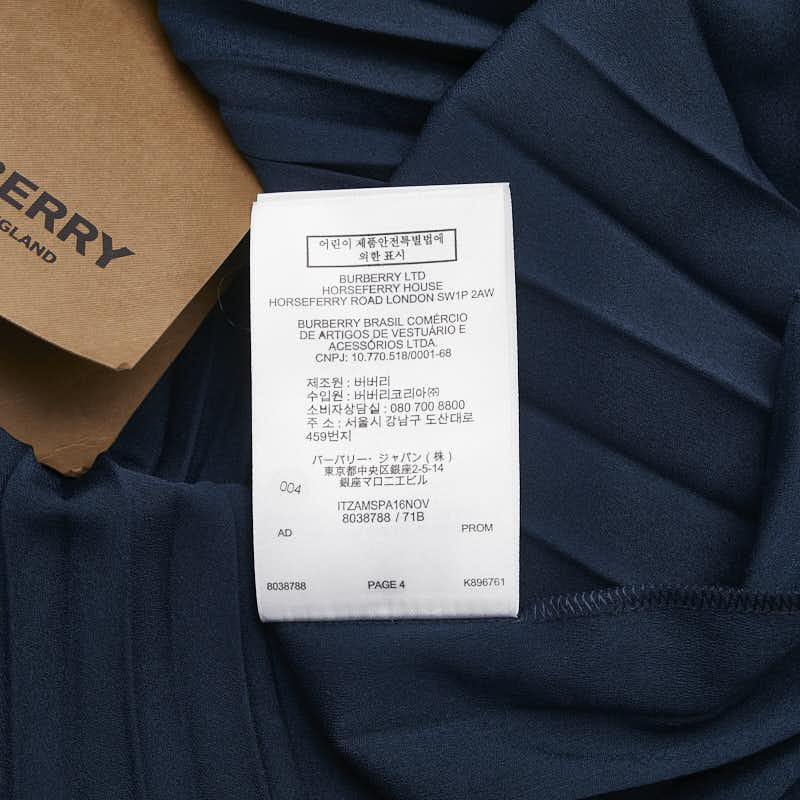 バーバリー プリーツ キャミソールワンピース サイズ:2 ネイビー ポリエステル レディース BURBERRY 【中古】