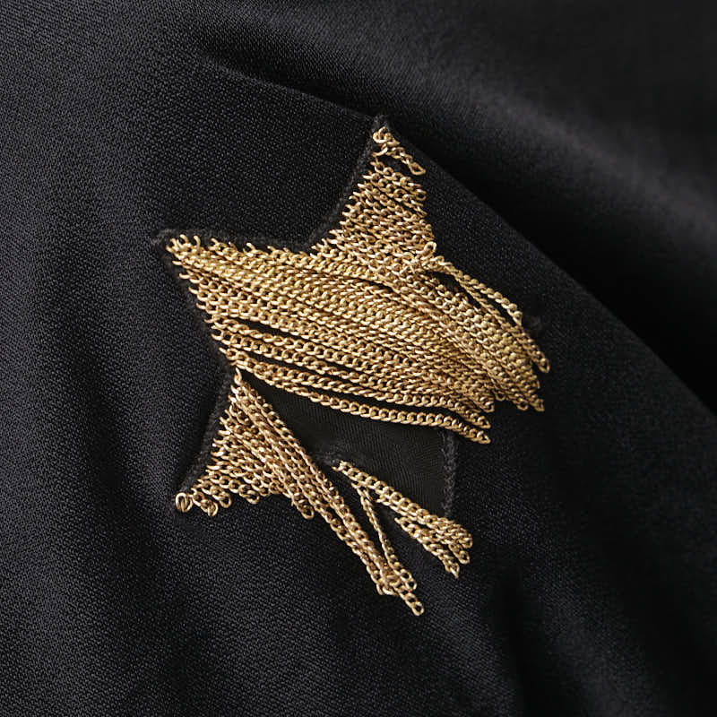バーバリー 星 スター フリンジ ドレス ワンピース ブラック ゴールド レーヨン シルク レディース BURBERRY 【中古】