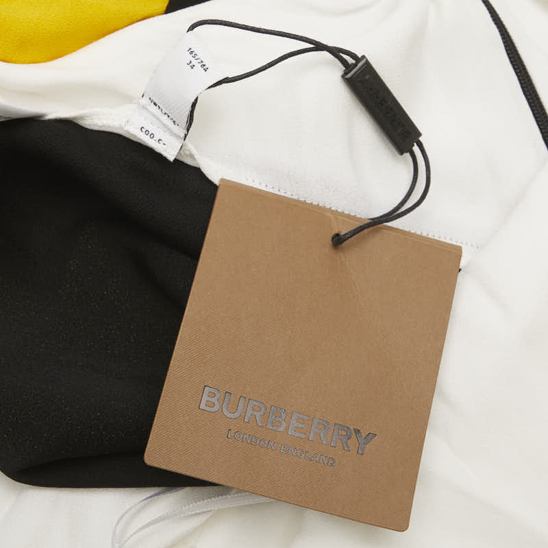 バーバリー ドレス キャミソールワンピース サイズ:4 ブラック イエロー ホワイト レーヨン レディース BURBERRY 【中古】