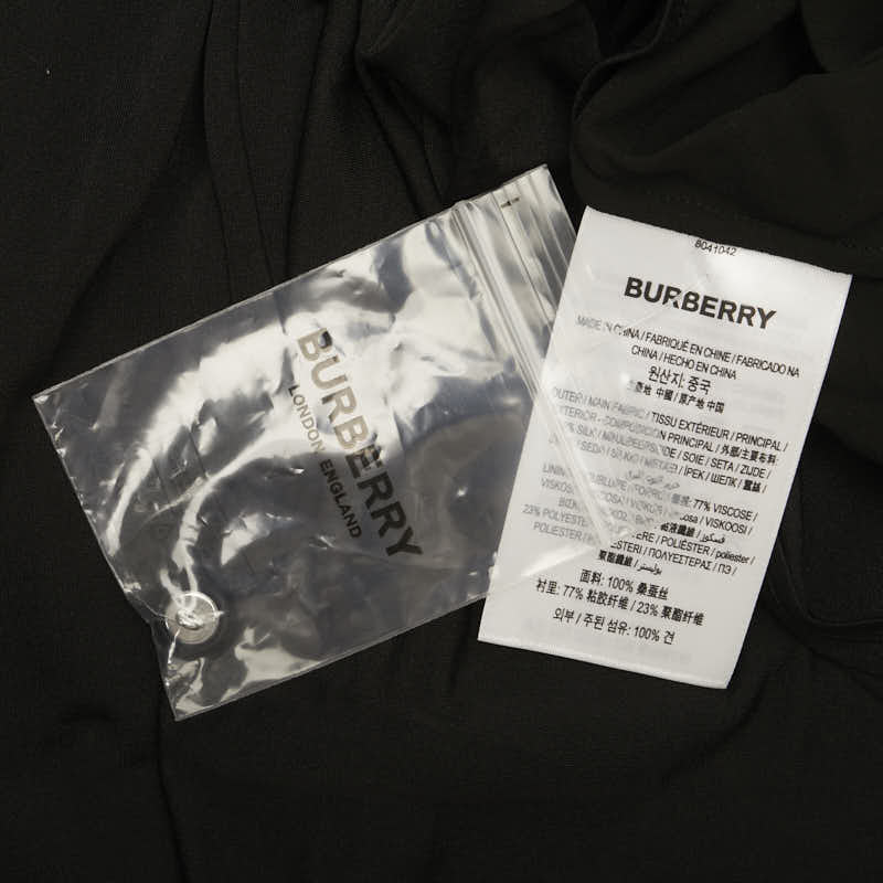 バーバリー インナー付き ドレス ワンピース サイズ:6 ブラック シルク レディース BURBERRY 【中古】