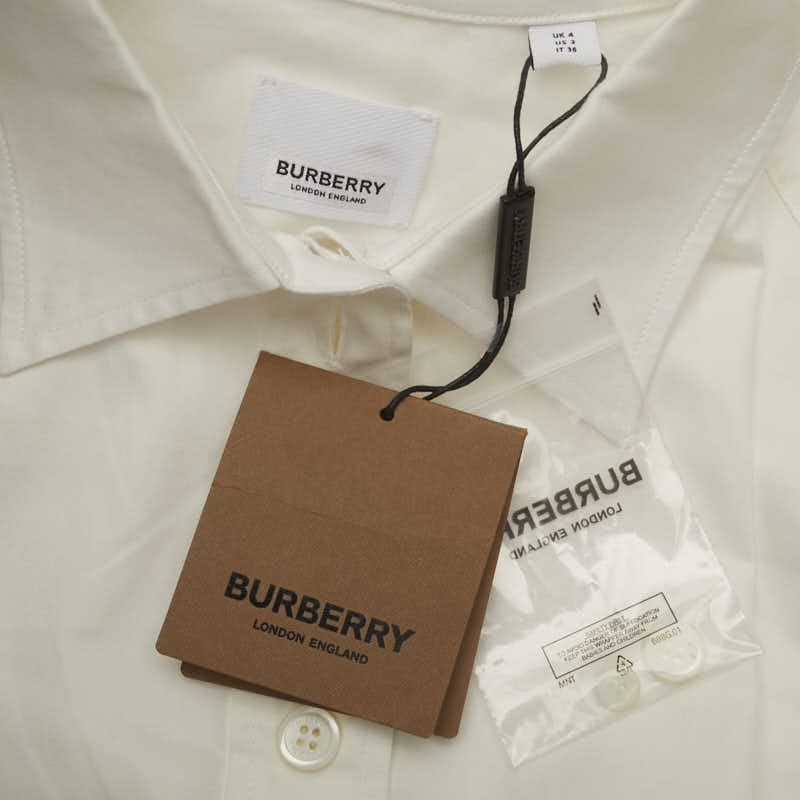 バーバリー カットワーク ブラウス 長袖シャツ サイズ:4 ホワイト コットン レディース BURBERRY 【中古】
