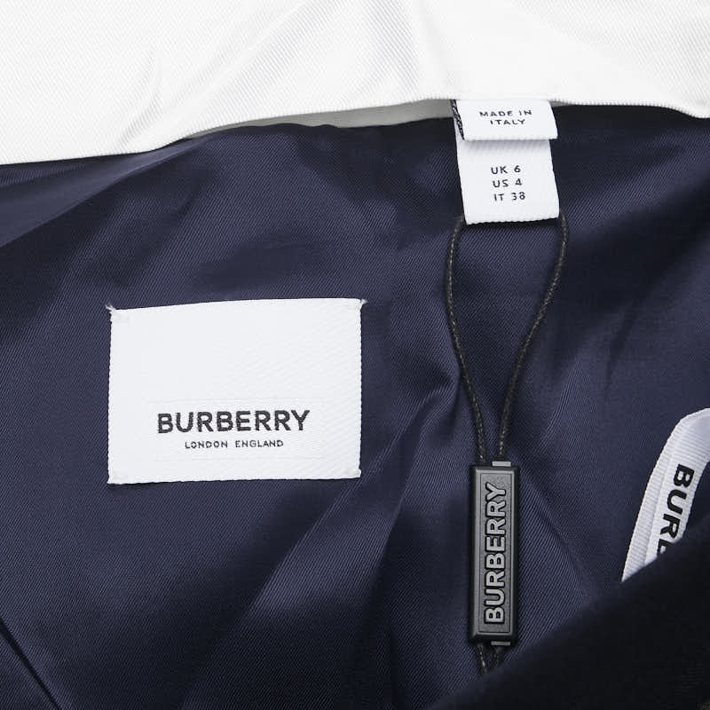 バーバリー サイドライン パンツ スラックス サイズ：38 ネイビー ブラック ウール モヘヤ レディース BURBERRY 【中古】