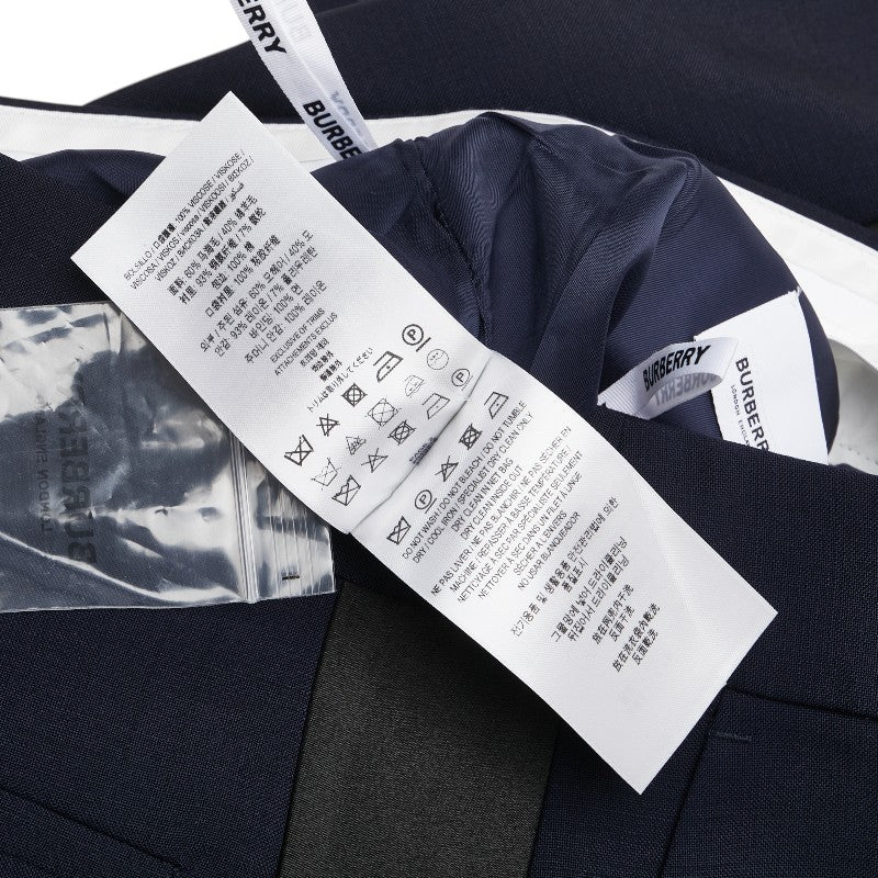 バーバリー サイドライン パンツ スラックス サイズ：38 ネイビー ブラック ウール モヘヤ レディース BURBERRY 【中古】