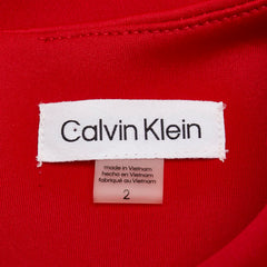 カルバンクライン バイカラー ノースリーブワンピース サイズ：2 レッド ブラック ポリエステル スパンデックス レディース Calvin Klein 【中古】