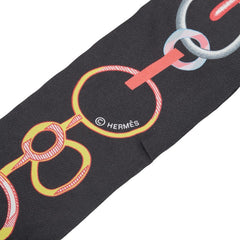 エルメス ツイリー Do Re Boucles ドゥ レ ブックル スカーフ ブラック マルチカラー シルク レディース HERMES 【中古】