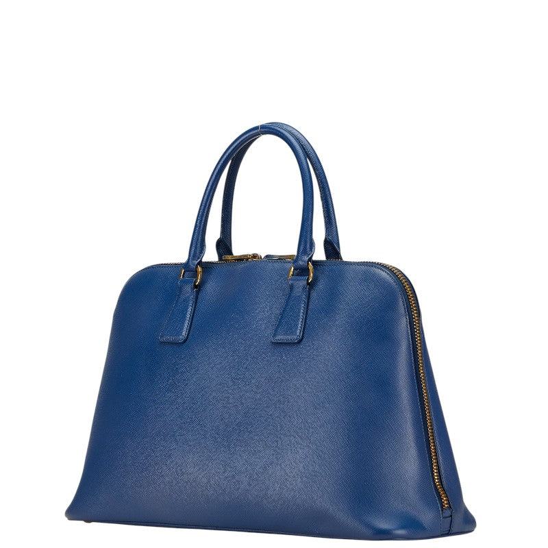 プラダ 三角ロゴプレート ハンドバッグ ブルー レザー レディース PRADA 【中古】
