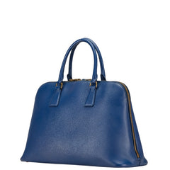 プラダ 三角ロゴプレート ハンドバッグ ブルー レザー レディース PRADA 【中古】