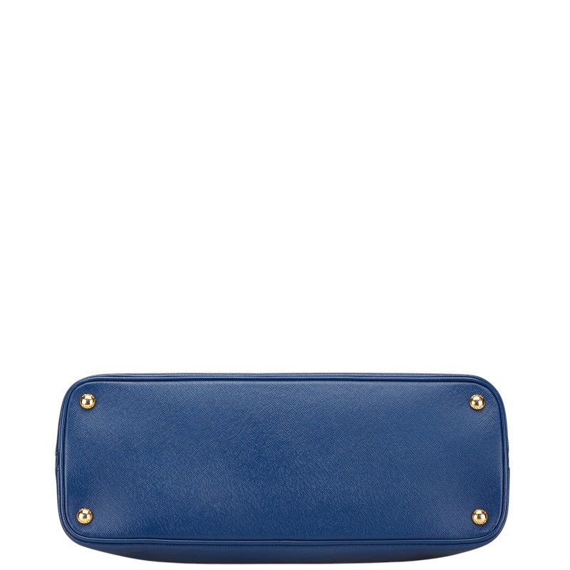 プラダ 三角ロゴプレート ハンドバッグ ブルー レザー レディース PRADA 【中古】