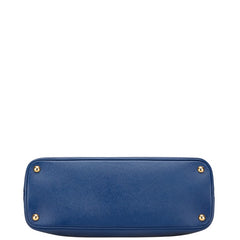 プラダ 三角ロゴプレート ハンドバッグ ブルー レザー レディース PRADA 【中古】