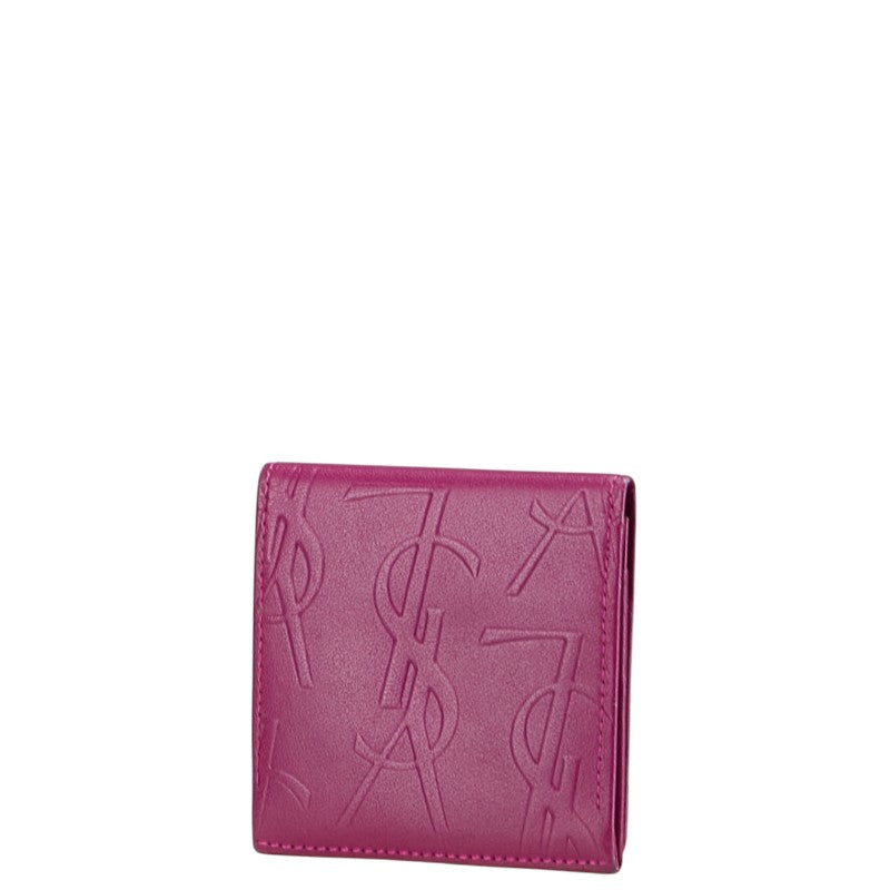 サンローラン YSLロゴ コインケース パープル レザー レディース SAINT LAURENT 【中古】