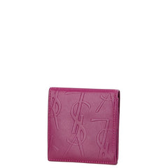 サンローラン YSLロゴ コインケース パープル レザー レディース SAINT LAURENT 【中古】