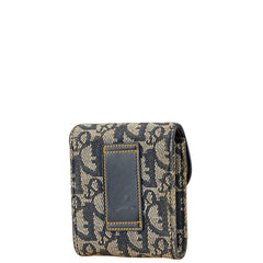ディオール トロッター サドル ポーチ シガレットケース ネイビー ベージュ キャンバス レザー レディース Dior 【中古】