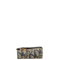 ディオール トロッター サドル ポーチ シガレットケース ネイビー ベージュ キャンバス レザー レディース Dior 【中古】