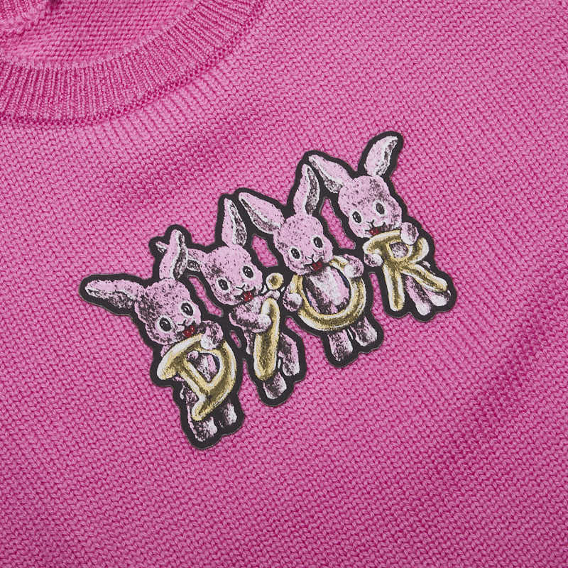 ディオール ロゴ セーター ニット サイズ：8 ピンク ウール レディース Dior 【中古】