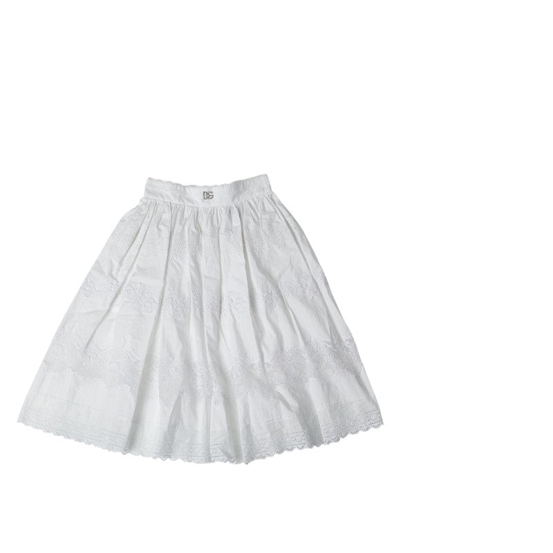 ドルチェアンドガッバーナ レース ビジュー スカート フレアスカート サイズ：40 ホワイト コットン ポリエステル レディース DOLCE&GABBANA 【中古】