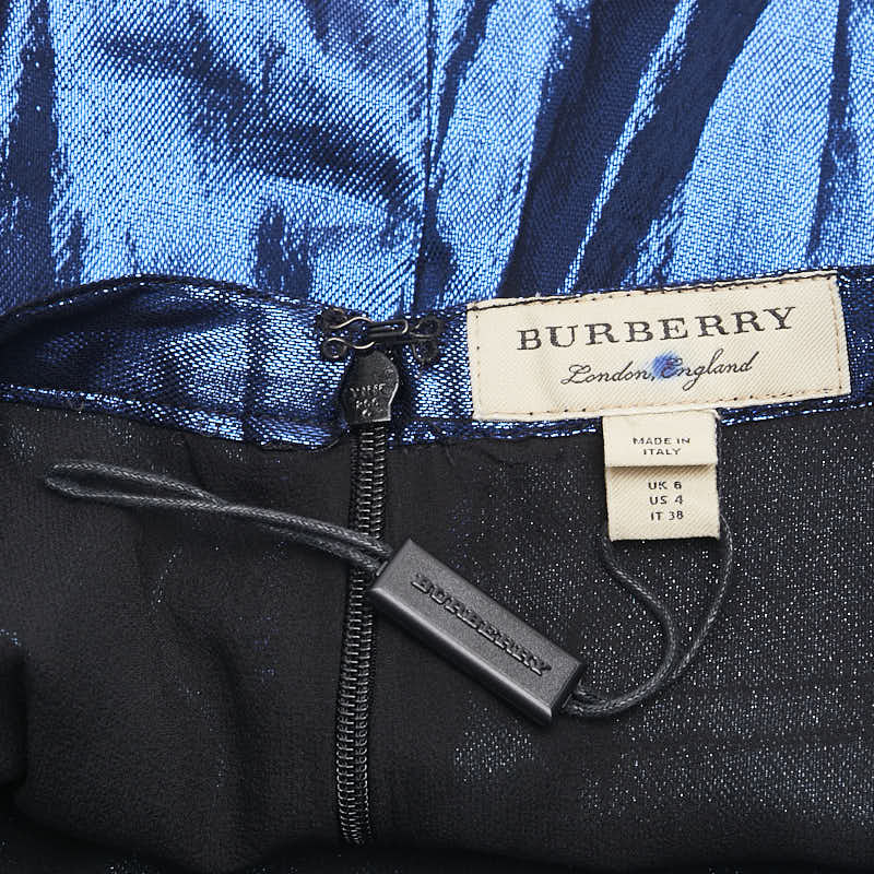 バーバリー スカート フレアスカート サイズ：38 メタリックブルー シルク 金属繊維 レディース BURBERRY 【中古】