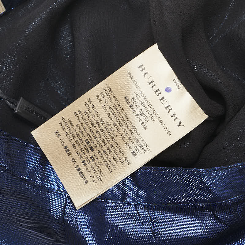 バーバリー スカート フレアスカート サイズ：38 メタリックブルー シルク 金属繊維 レディース BURBERRY 【中古】
