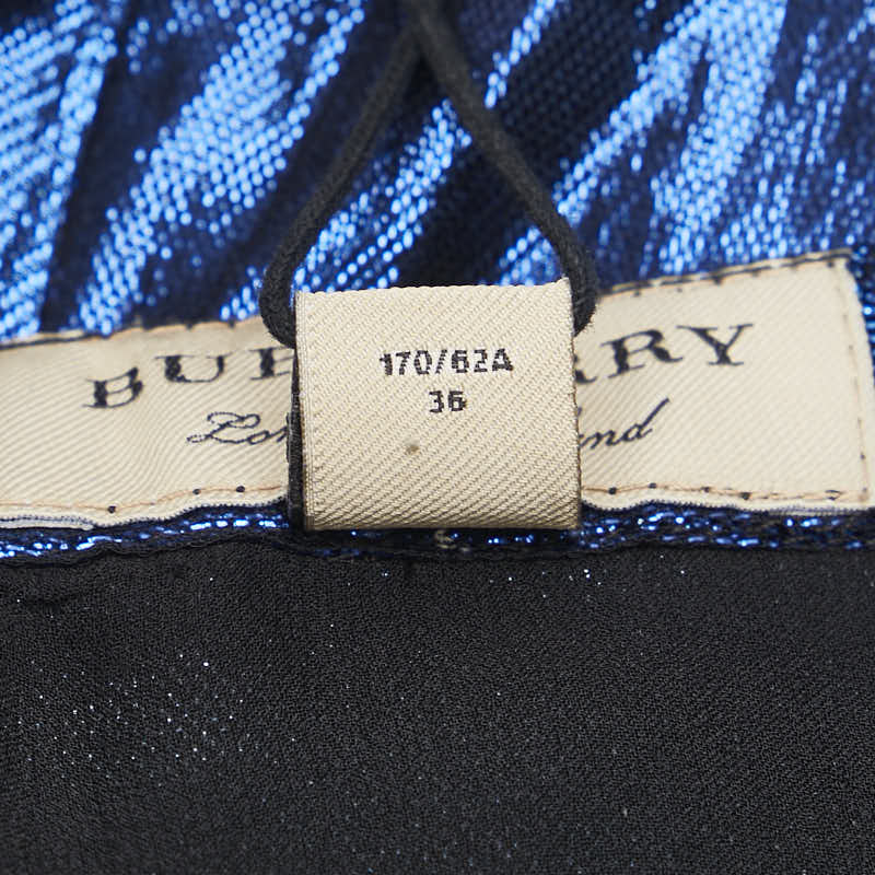 バーバリー スカート フレアスカート サイズ：38 メタリックブルー シルク 金属繊維 レディース BURBERRY 【中古】
