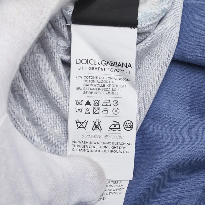 ドルチェアンドガッバーナ マリリンモンロー 切り替え ヘンリーネックTシャツ サイズ:44 ブルー コットン シルク メンズ DOLCE&GABBANA 【中古】