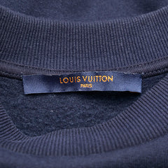 ルイ ヴィトン 23SS バタフライ エンブロイダリー スウェットトレーナー 裏起毛 サイズ：L ネイビー マルチカラー コットン メンズ LOUIS VUITTON 【中古】