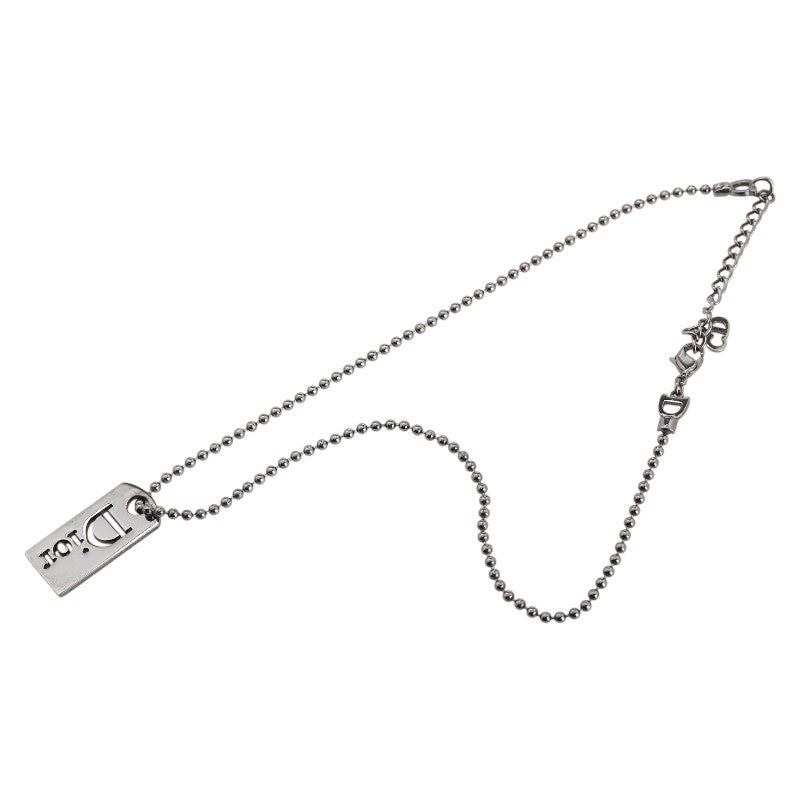 ディオール Diorロゴ プレート ボールチェーン ネックレス シルバー メタル レディース Dior 【中古】
