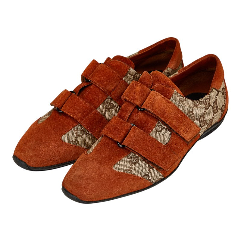 グッチ GGキャンバス ベルクロ スニーカー サイズ:39 121830 ベージュ オレンジ キャンバス スウェード レディース GUCCI 【中古】