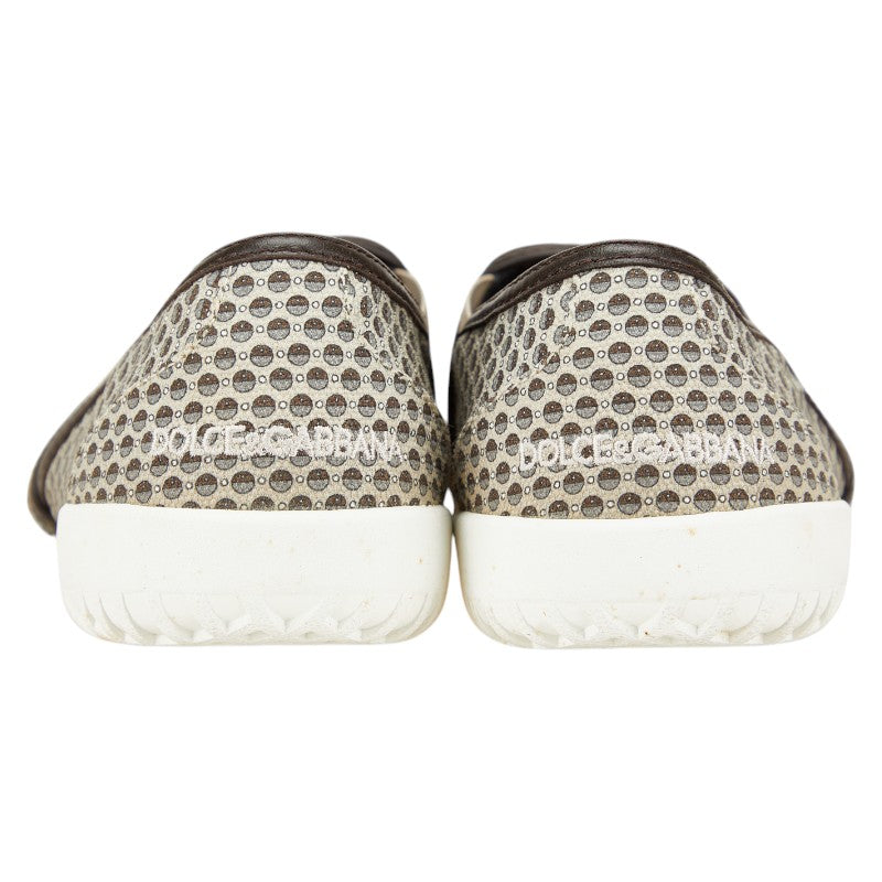 ドルチェアンドガッバーナ 総柄 シューズ スリッポン サイズ：7.5 ベージュブラウン キャンバス メンズ DOLCE&GABBANA 【中古】