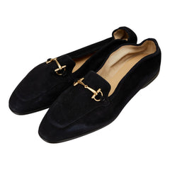 グッチ ホースビット パンプス フラットシューズ サイズ：37 1/2 ブラック ヌバック レディース GUCCI 【中古】