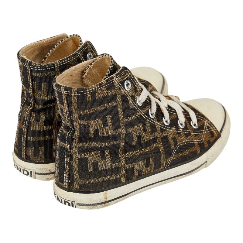 フェンディ ズッカ スニーカー ハイカットスニーカー サイズ：34 ベージュ ブラウン キャンバス レディース FENDI 【中古】