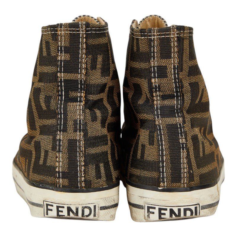 フェンディ ズッカ スニーカー ハイカットスニーカー サイズ：34 ベージュ ブラウン キャンバス レディース FENDI 【中古】