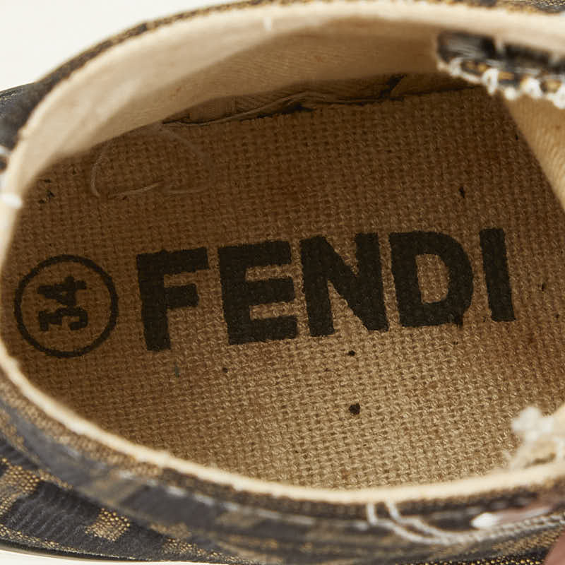 フェンディ ズッカ スニーカー ハイカットスニーカー サイズ：34 ベージュ ブラウン キャンバス レディース FENDI 【中古】