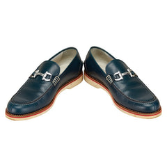 サルヴァトーレフェラガモ ガンチーニ ビットローファー サイズ:8 グリーン レザー メンズ Salvatore Ferragamo 【中古】