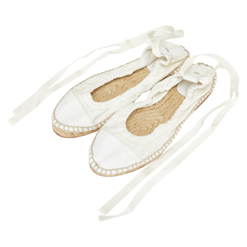 エルメス スリッポン エスパドリーユ サイズ:37 ホワイト キャンバス レザー レディース HERMES 【中古】
