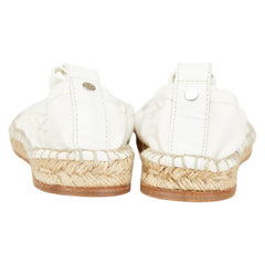 エルメス スリッポン エスパドリーユ サイズ:37 ホワイト キャンバス レザー レディース HERMES 【中古】