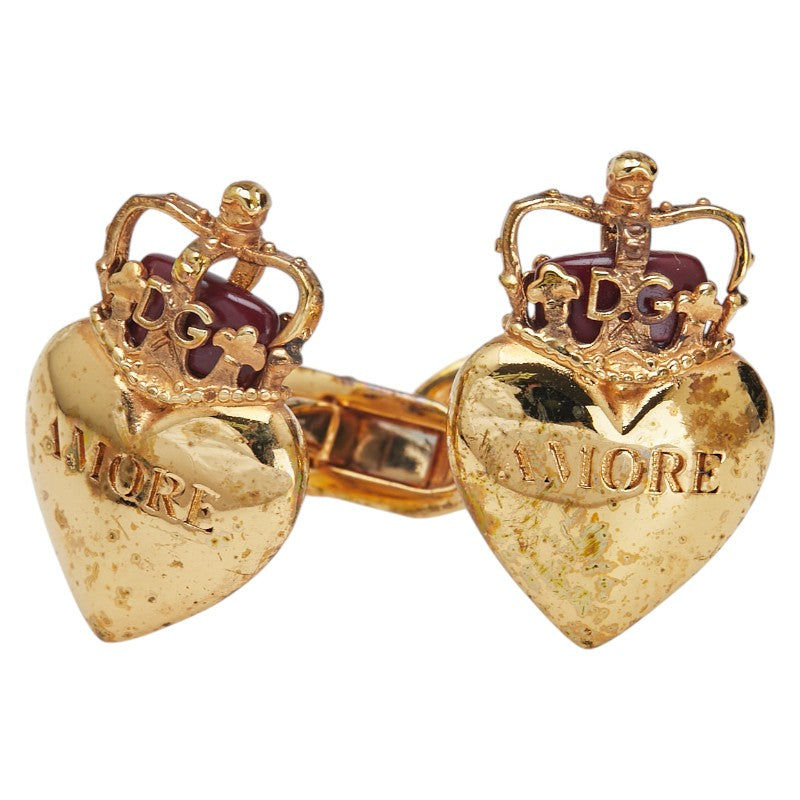 ドルチェアンドガッバーナ ハート モチーフ カフス ゴールド レッド メッキ レディース DOLCE&GABBANA 【中古】