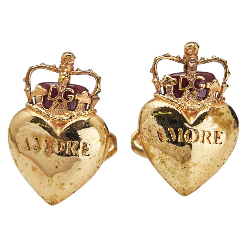 ドルチェアンドガッバーナ ハート モチーフ カフス ゴールド レッド メッキ レディース DOLCE&GABBANA 【中古】
