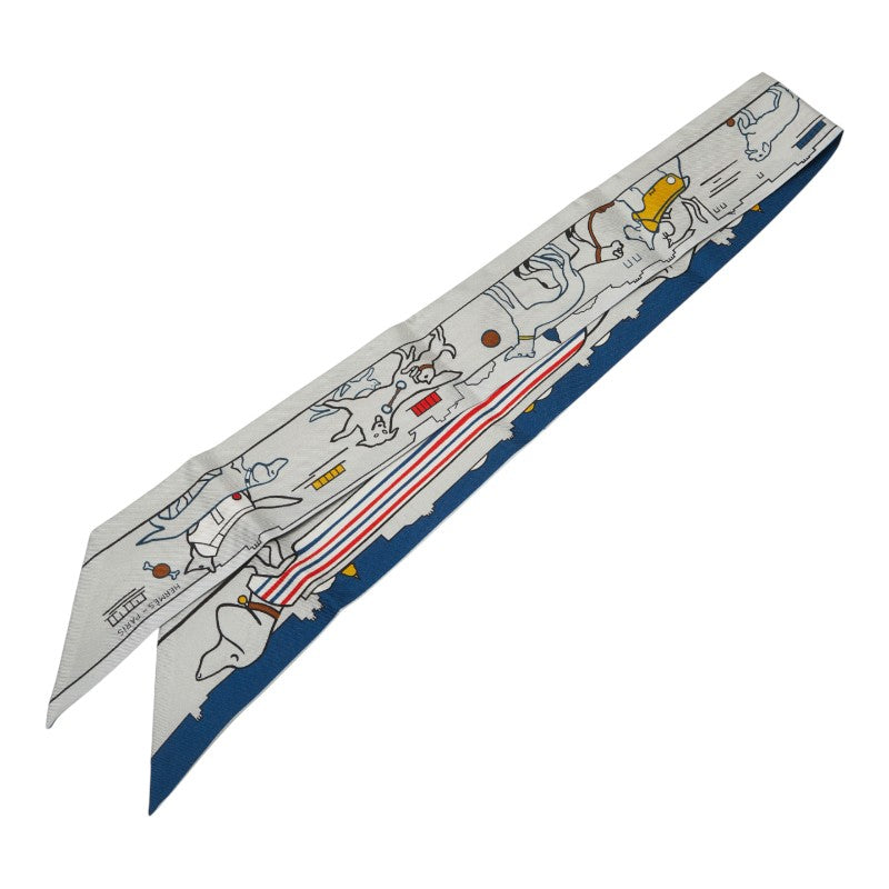 エルメス ツイリー Les Chiens Parisiens パリジャンの犬 スカーフ グレー マルチカラー レディース HERMES 【中古】