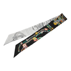 エルメス ツイリー BRIDES de GALA en Fleurs ブリッド ドゥ ガラ アン フルール スカーフ ブラック ホワイト マルチカラー シルク レディース HERMES 【中古】