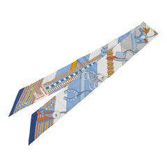 エルメス ツイリー Brides et Gris Gris 馬勒とチャーム スカーフ ブルー ホワイト マルチカラー シルク レディース HERMES 【中古】