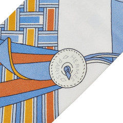 エルメス ツイリー Brides et Gris Gris 馬勒とチャーム スカーフ ブルー ホワイト マルチカラー シルク レディース HERMES 【中古】