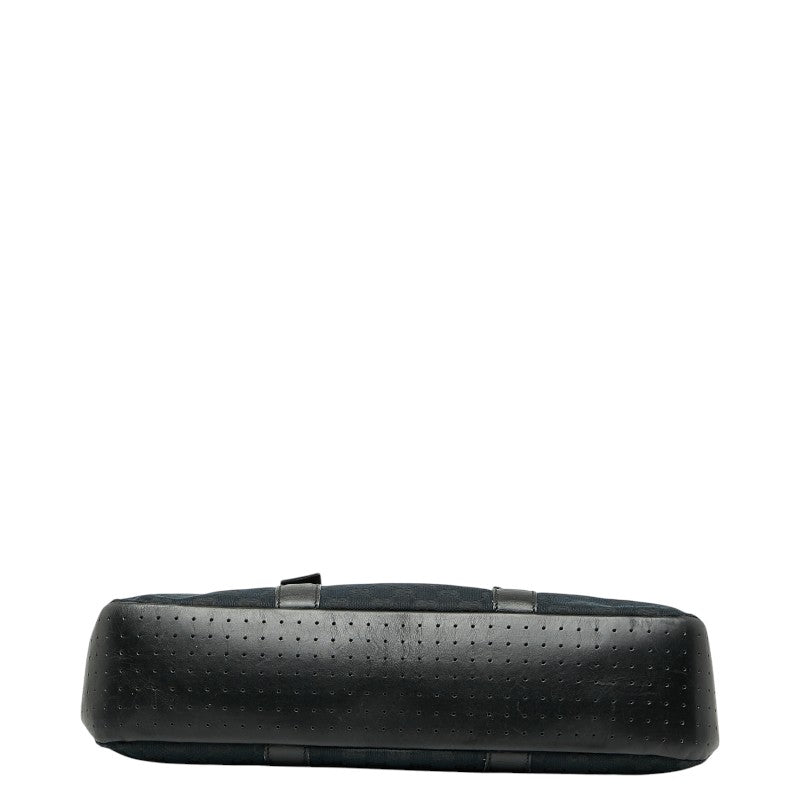 グッチ GGキャンバス トートバッグ 153238 ネイビー ブラック キャンバス レザー レディース GUCCI 【中古】